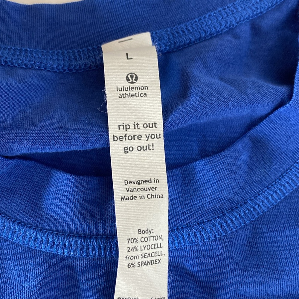NWT Lululemon Classic Gym Tee blue Size L - Picture 10 of 10